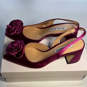 Elegant Women's Slingback Heels in Fuchsia Satin